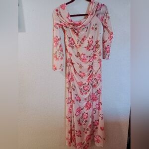 Shein Beige Floral Elegant XL Dress **EUC**